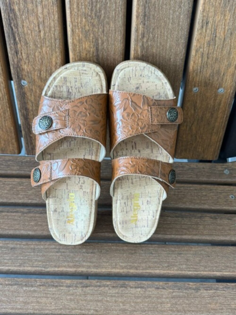 Alegria Leather Adjustable Slide Sandals - Krystal Spring Fawn